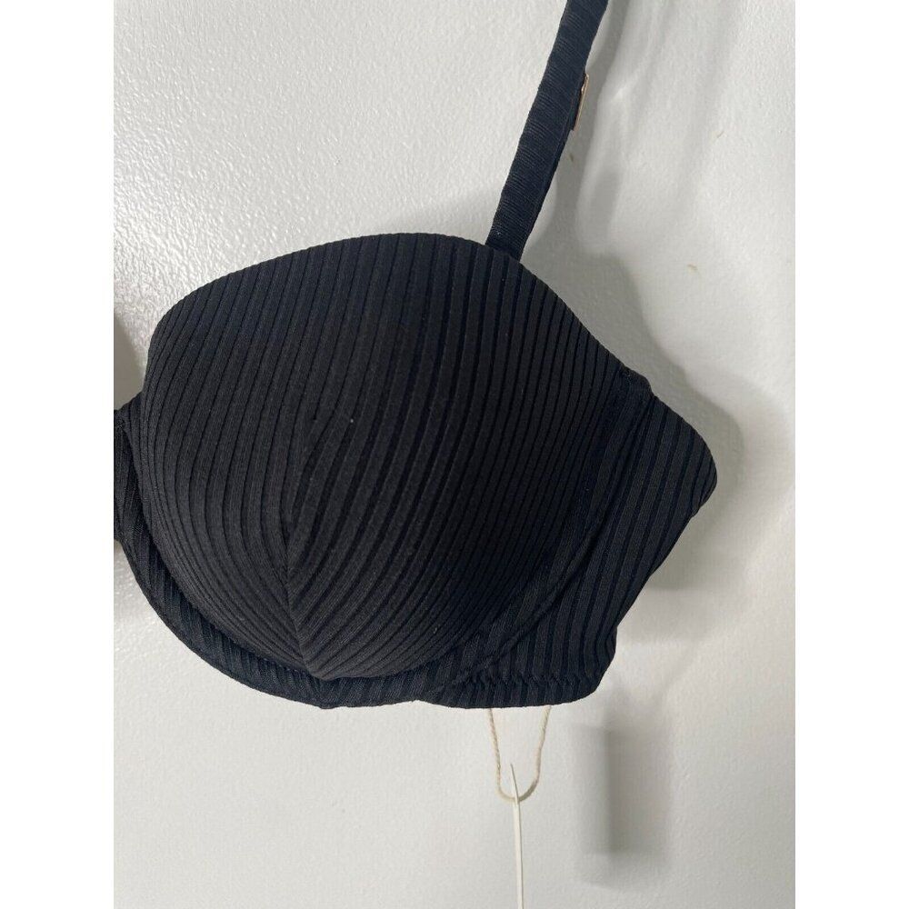 Madewell Balconette Bikini Top Womens Medium Black Ribbed Underwire Swimwear - Picture 4 of 9